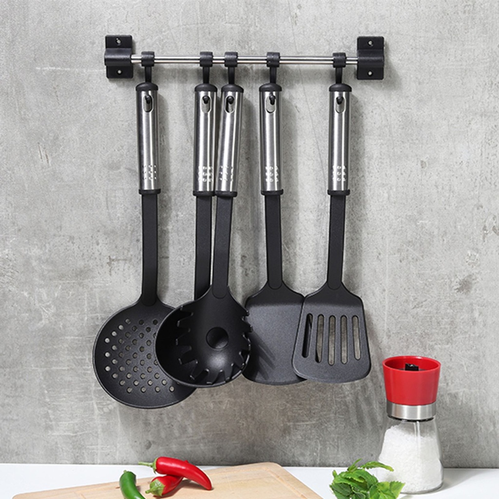 6tlg-Kuechenhelfer-Set-Edelstahl-Kochzubehoer-Kuechenbesteck-Loeffel-Pfannenwender-Leiste--Haken--Pfannenwender--Spaghettiloeffel--Suppenkelle--Schaumloeffel--Kuechenhelfer--Edelstahl--Koc.jpg
