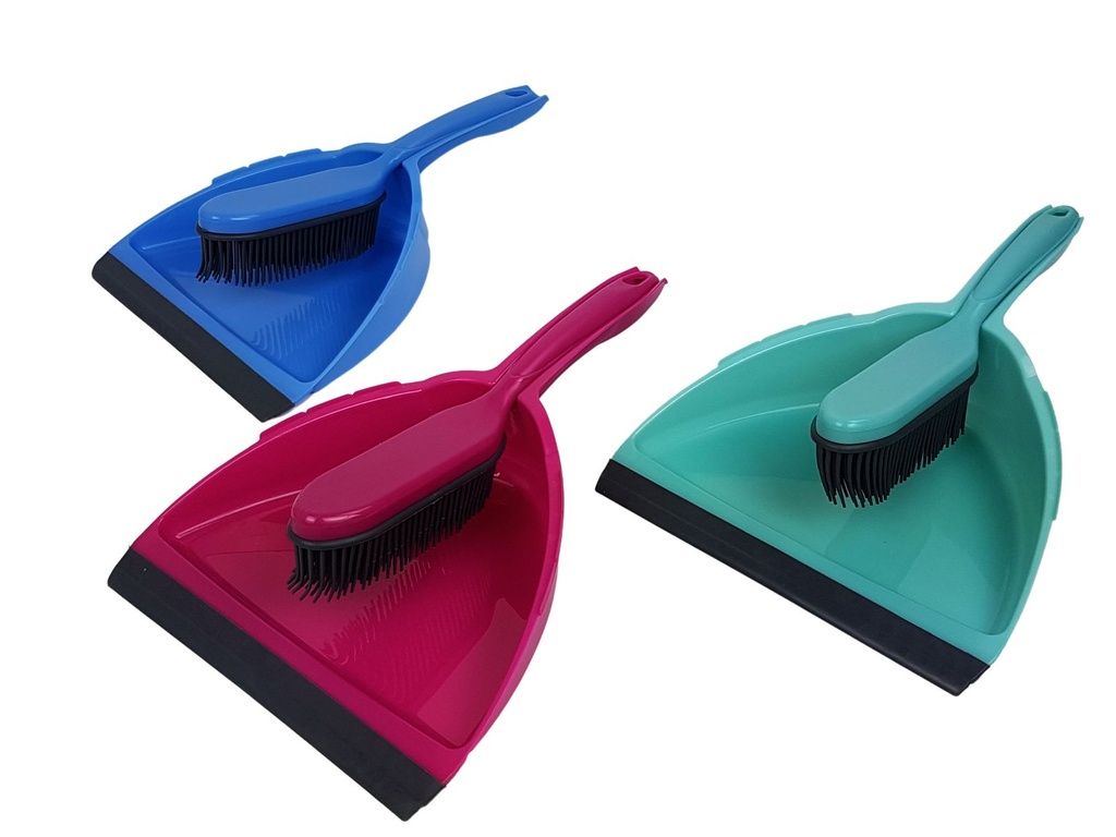 [5411] Kehrset mit Gummi Handfeger + Kehrschaufel  Handbesen Kehrblech versch. Farben (Gelb)