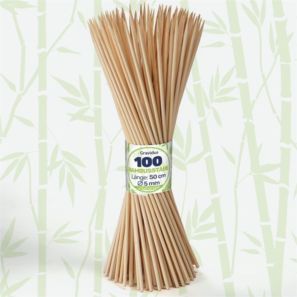 [18032] Bambus Splittstäbe 50 cm – Pflanzstäbe Rankhilfe für Garten & Topf (100)