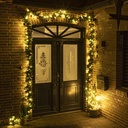 Tannengirlande 5m mit 80 LED Lichterkette und roten goldenen Kugeln