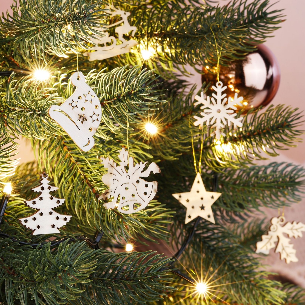 Holz-Aufhänger-Set Weihnachtsbaum Schmuck 48 Figuren