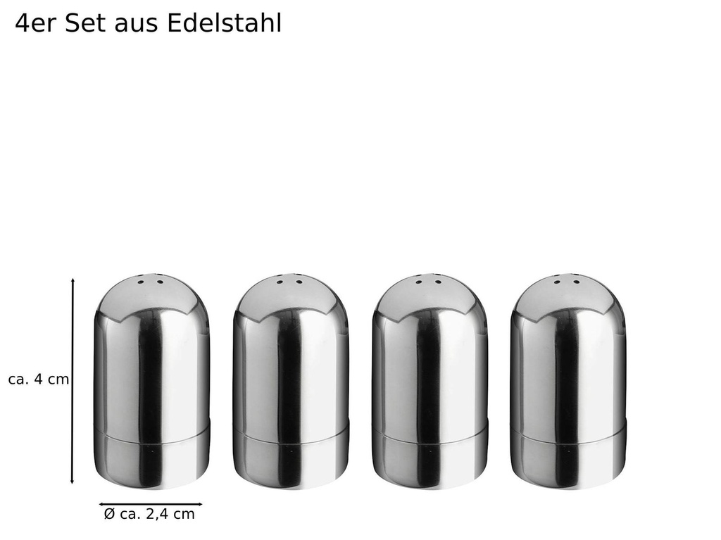 4er Set Edelstahl Salzstreuer Pfefferstreuer Gewürzstreuer Gewürzdose