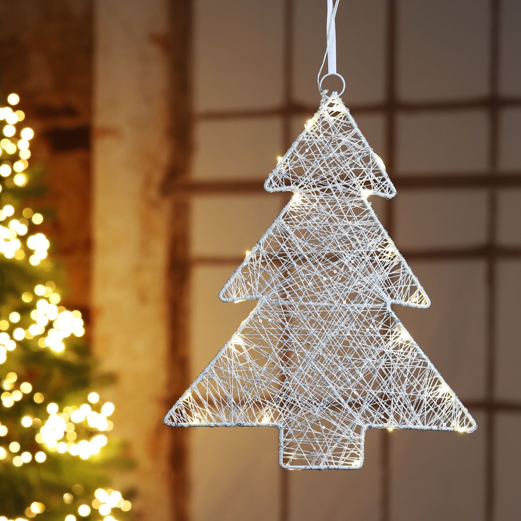 LED Mini-Tannenbaum aus Metall, schimmernd und weiß