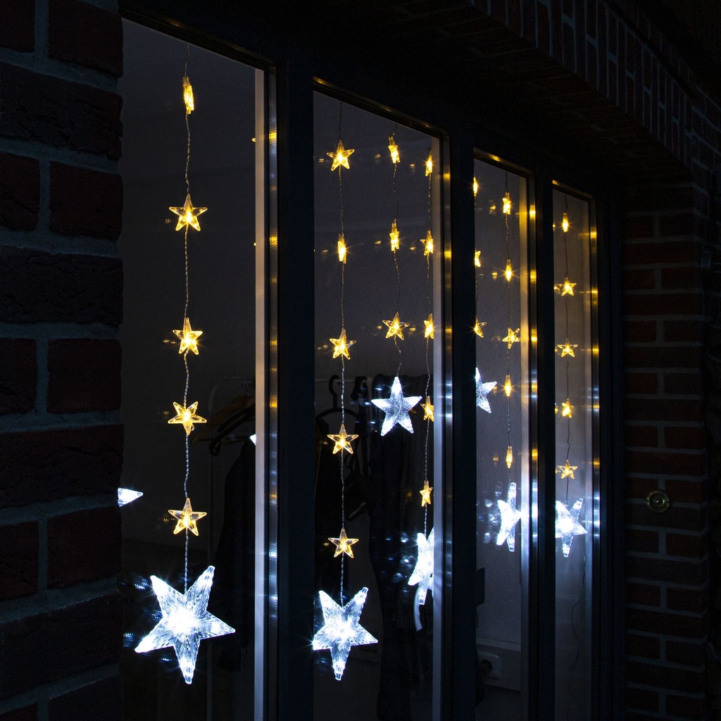 [15959] 138 LED Sternen Lichtervorhang Weihnachtsdeko