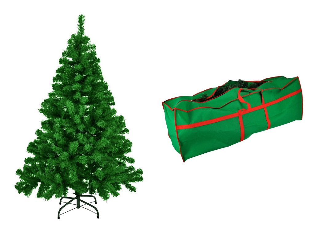 [16046] Künstlicher Weihnachtsbaum Christbaum 210 cm Grün mit Tannenbaumhülle