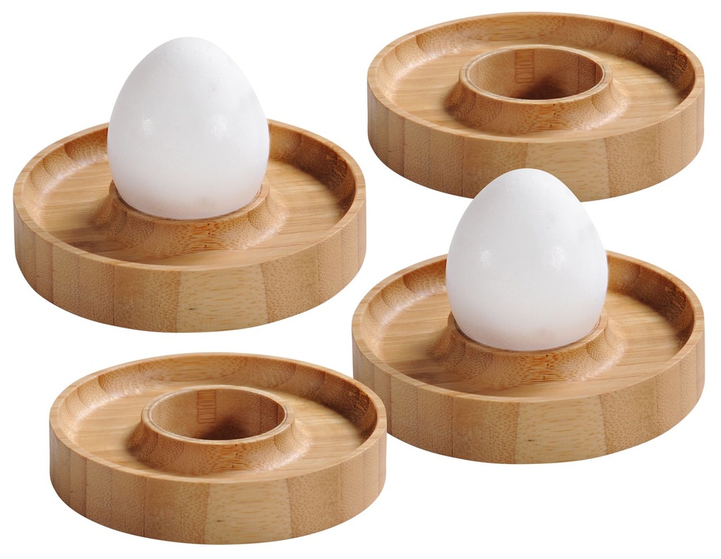 4er Set Eierbecher aus Bambus, stapelbar