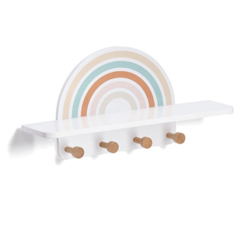 Zeller Kinder Wandgarderobe Rainbow mit 4 Haken und Ablage MDF Kiefer
