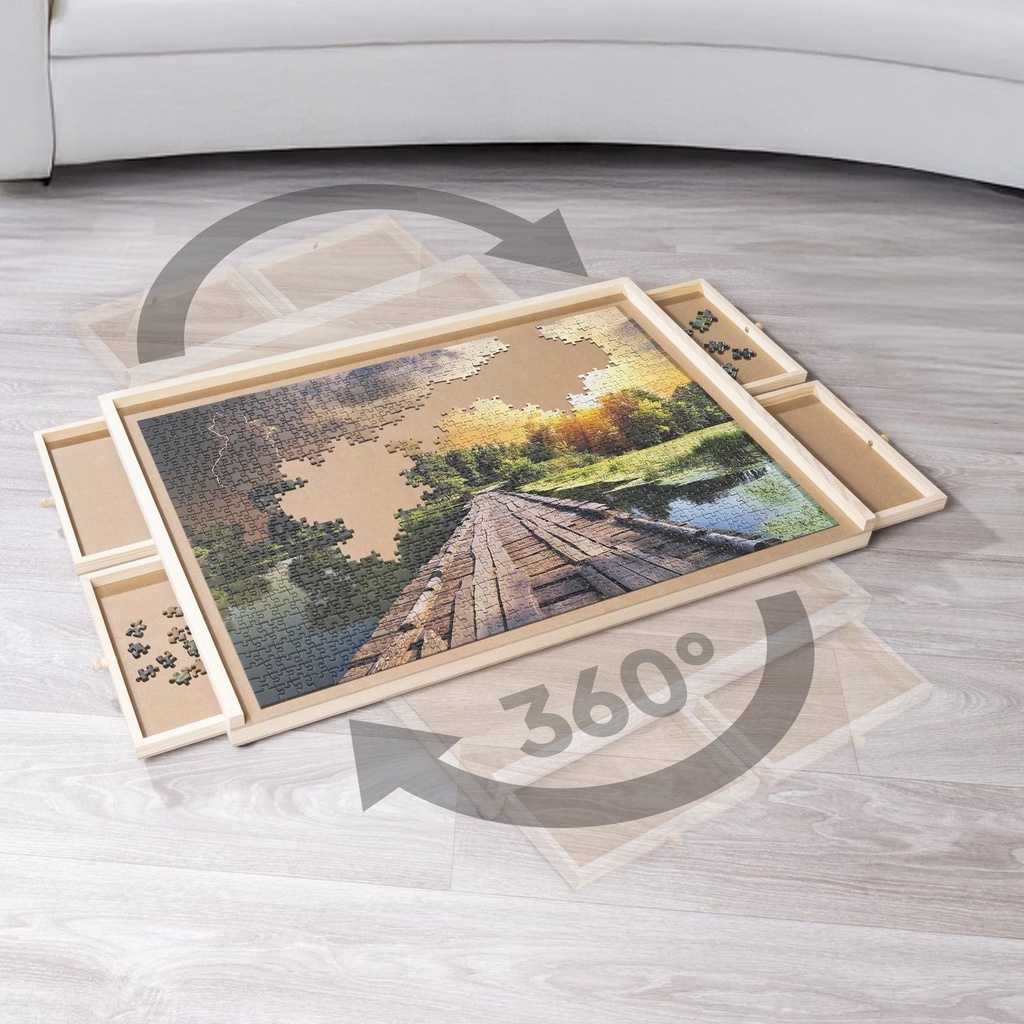 Puzzlebrett mit 4 Schubladen für 1000 Teile mit Drehteller
