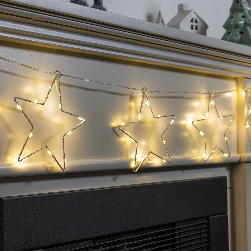 LED Fensterlichterkette 8 Sterne warmweiß 205 cm Batteriebetrieben